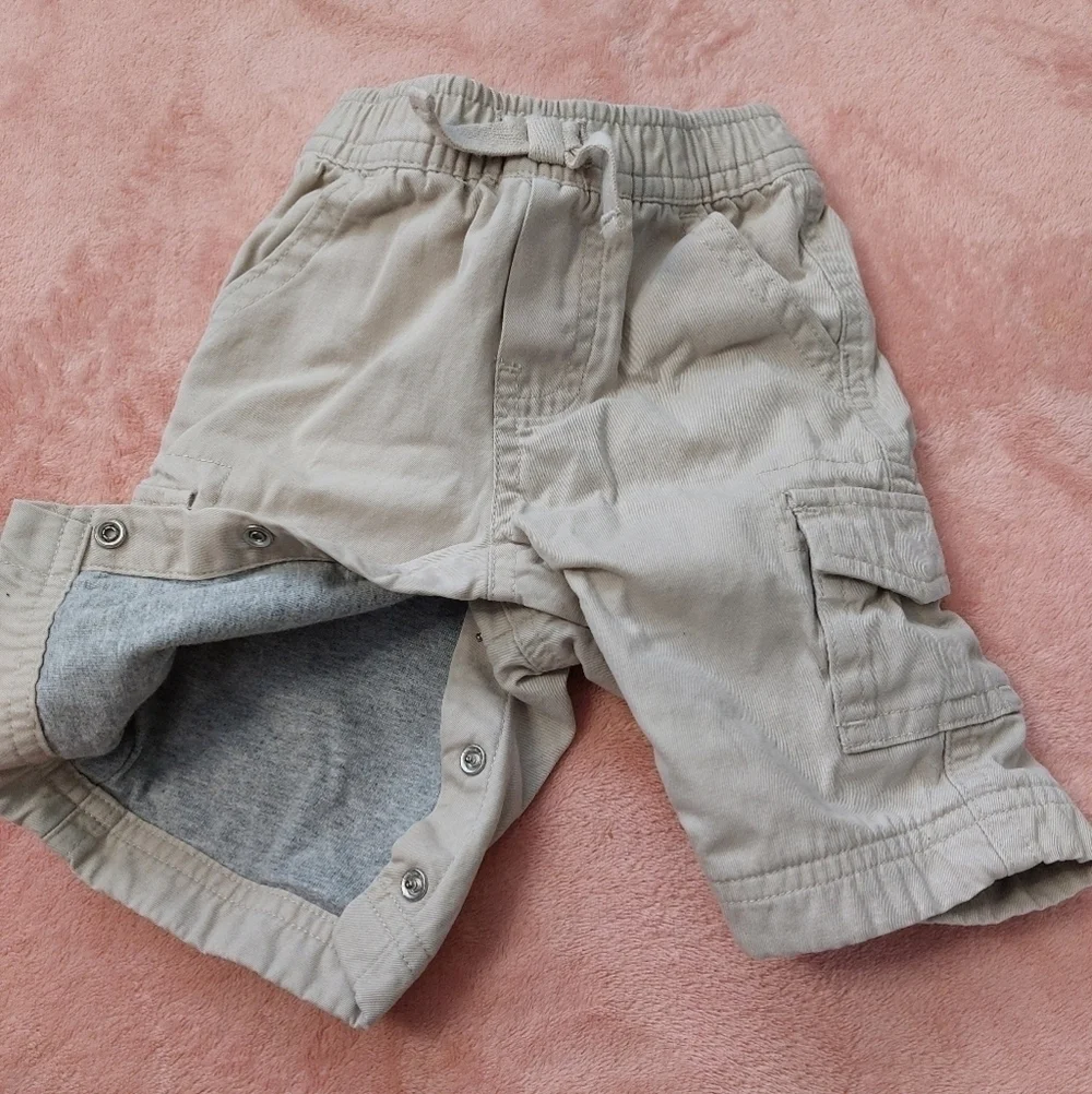 Baby Gap Infant Boys/Neutral Tan Lined Cargo Pants Size 3 Months.